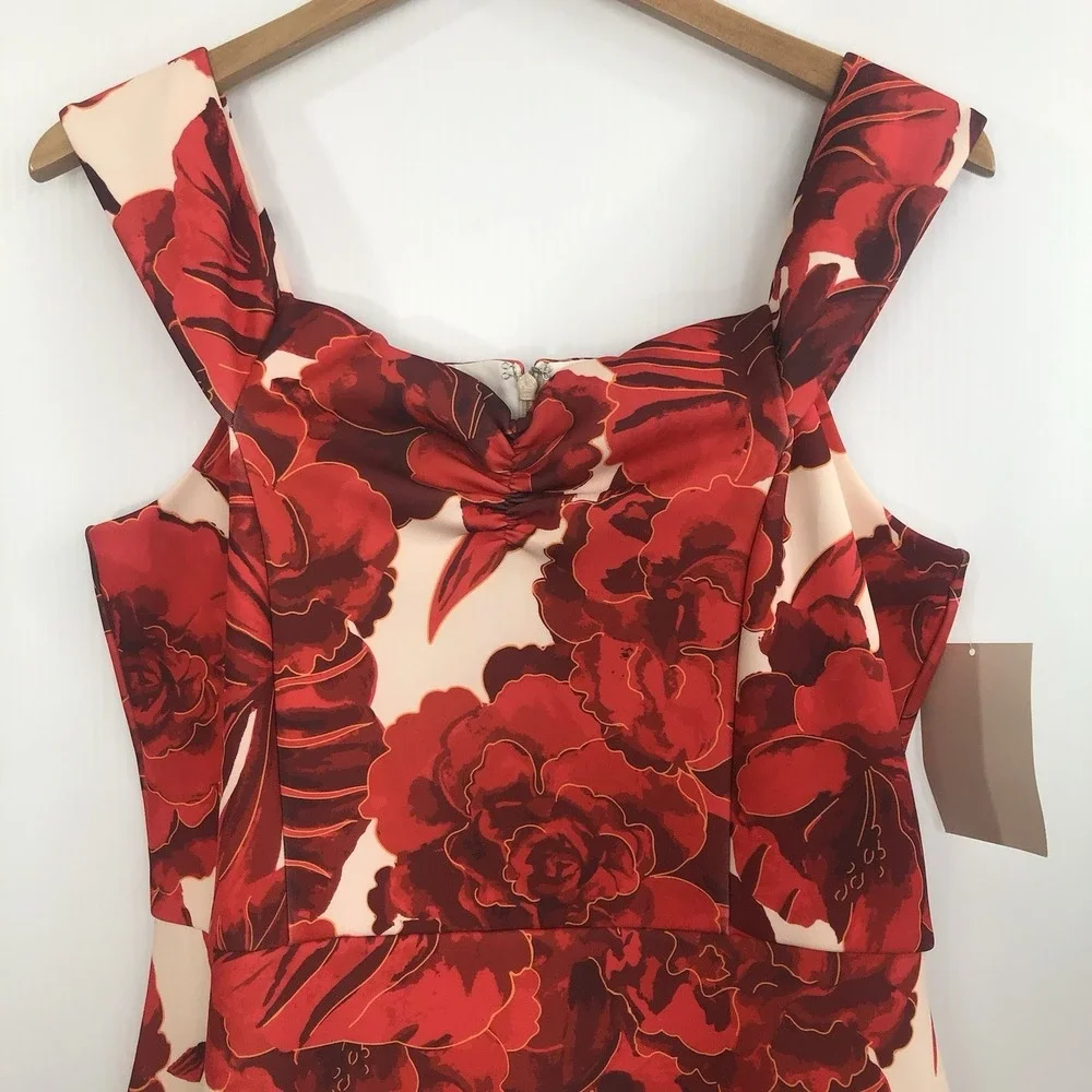 Boston Proper Dress Size‎ 14 Floral  Sweetheart Ruffle Hem Off The Shoulder NEW